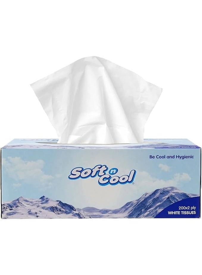 مناديل وجه بيضاء ناعمة وباردة، عبوة من 30 منديل، 200 منديل × طبقتين - Image 2