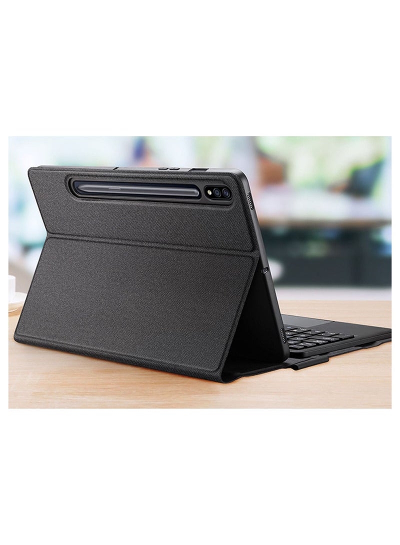 DUX DUCIS High Quality Smart Cover With Magnetically Detachable Wireless Keyboard For Galaxy Tab S7 Plus/S8 Plus Black - Image 1