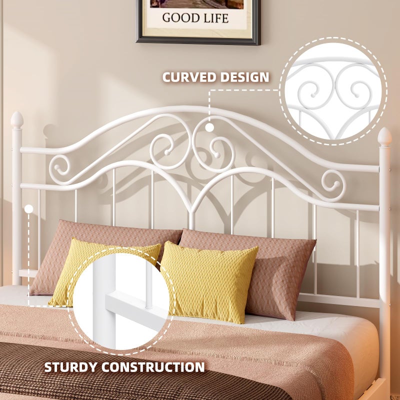Elephance Headboard for Queen Size Bed Frame, Vintage Platform Bed Metal Headboard Only, Height Adjustable, Sturdy and Stable, Queen Size, Easy Assembly,White - Image 4
