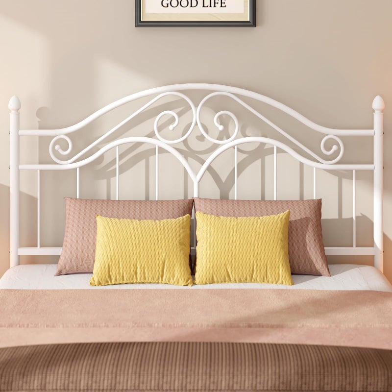 Elephance Headboard for Queen Size Bed Frame, Vintage Platform Bed Metal Headboard Only, Height Adjustable, Sturdy and Stable, Queen Size, Easy Assembly,White - Image 2