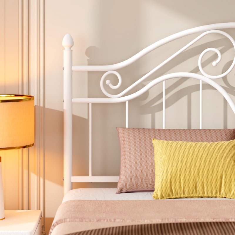 Elephance Headboard for Queen Size Bed Frame, Vintage Platform Bed Metal Headboard Only, Height Adjustable, Sturdy and Stable, Queen Size, Easy Assembly,White - Image 5