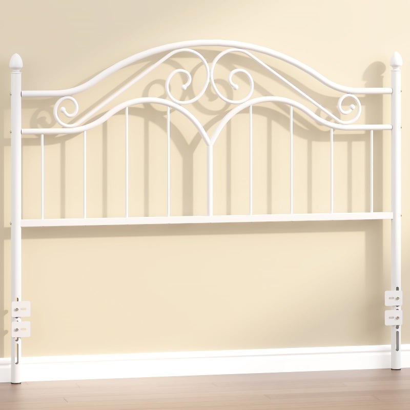 Elephance Headboard for Queen Size Bed Frame, Vintage Platform Bed Metal Headboard Only, Height Adjustable, Sturdy and Stable, Queen Size, Easy Assembly,White - Image 1