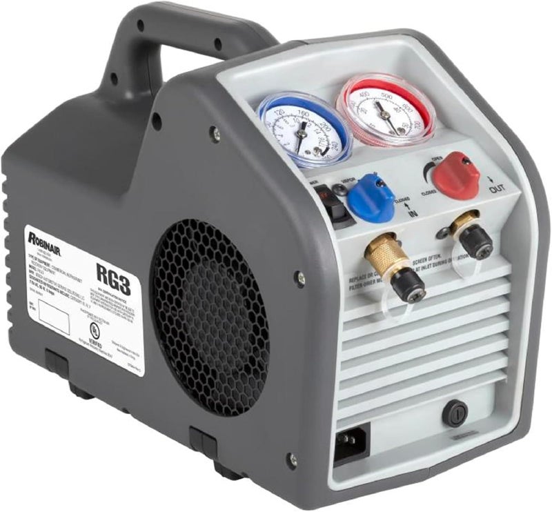 Robinair (RG3 Portable Refrigerant Recovery Machine – 115V, 60Hz, for Both Liquid and Vapor Refrigerant, White - Image 4