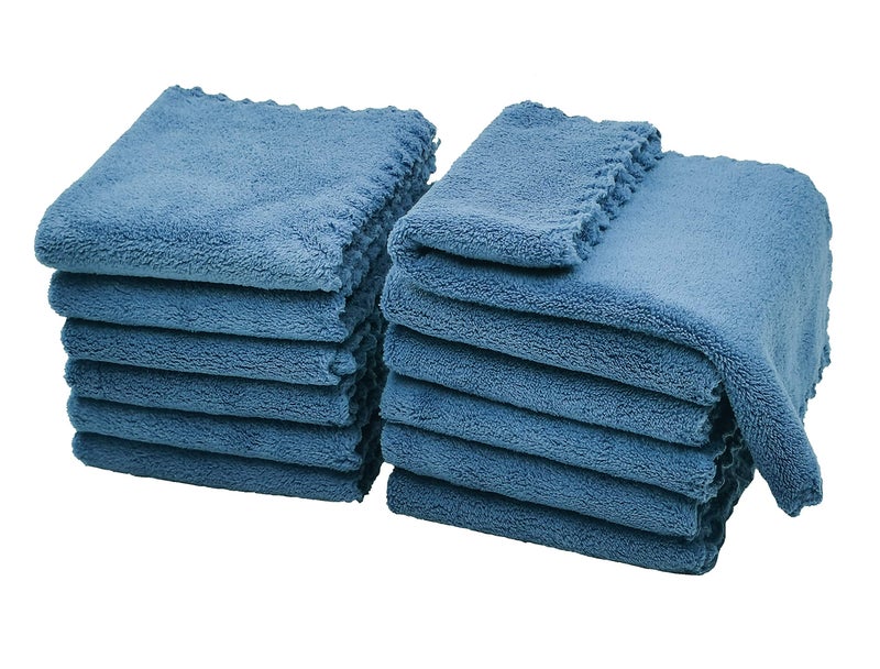 Kyapoo Baby Washcloths 12 Pack 12x12 Inches Microfiber Coral Fleece Extra Absorbent and Soft for Newborns, Infants and Toddlers-Navy Blue - Image 1