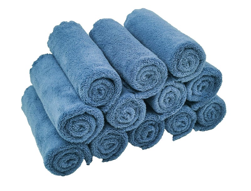 Kyapoo Baby Washcloths 12 Pack 12x12 Inches Microfiber Coral Fleece Extra Absorbent and Soft for Newborns, Infants and Toddlers-Navy Blue - Image 4