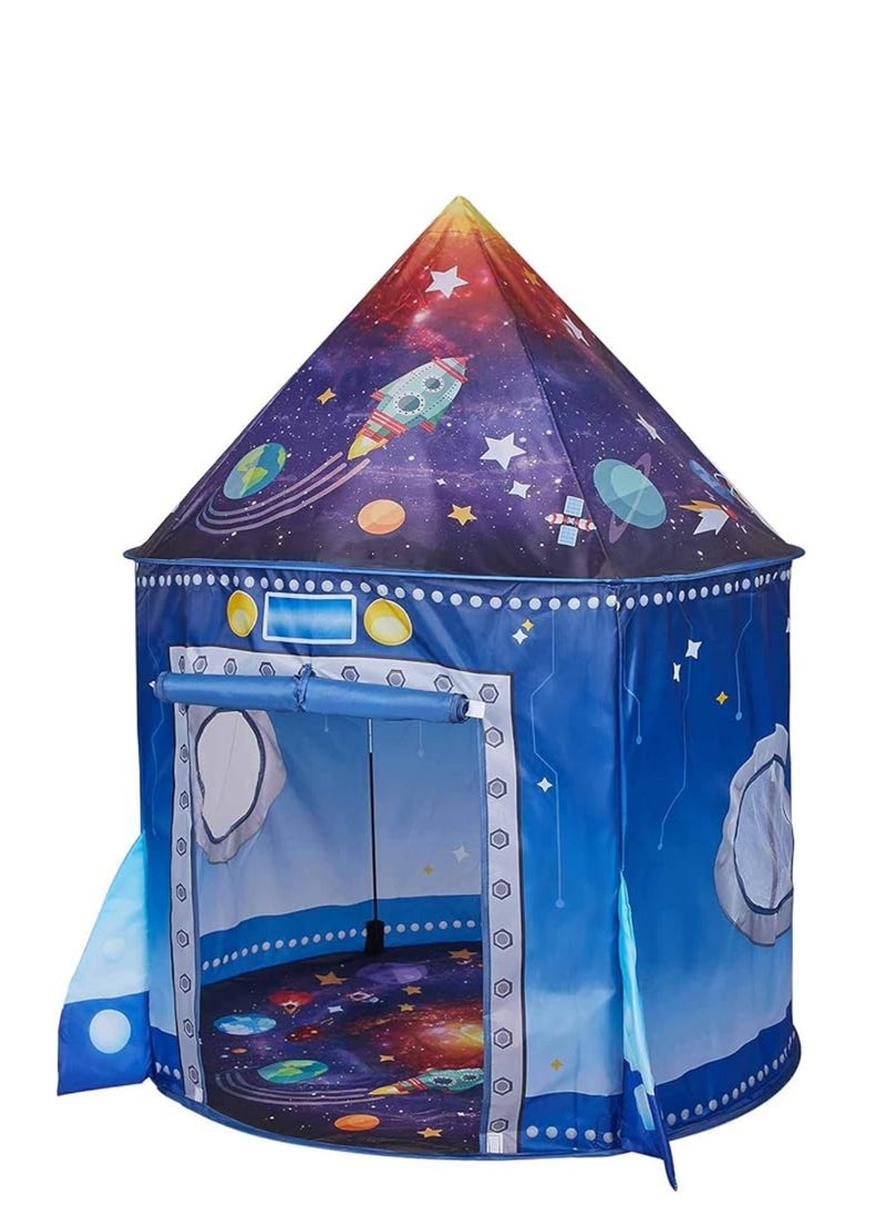 MiniMe Rocket-Shaped Pop-Up Play Tent | 36 Months to 8 Years | Durable, Tear-Resistant Polyester and Fiberglass | Features Vibrant Rocket & Planet Prints | Tool-Free Assembly, Easy Set-Up and Take-Down for Indoor and Outdoor Fun - Image 1