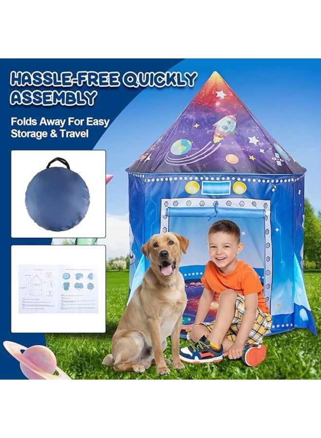 MiniMe Rocket-Shaped Pop-Up Play Tent | 36 Months to 8 Years | Durable, Tear-Resistant Polyester and Fiberglass | Features Vibrant Rocket & Planet Prints | Tool-Free Assembly, Easy Set-Up and Take-Down for Indoor and Outdoor Fun - Image 3