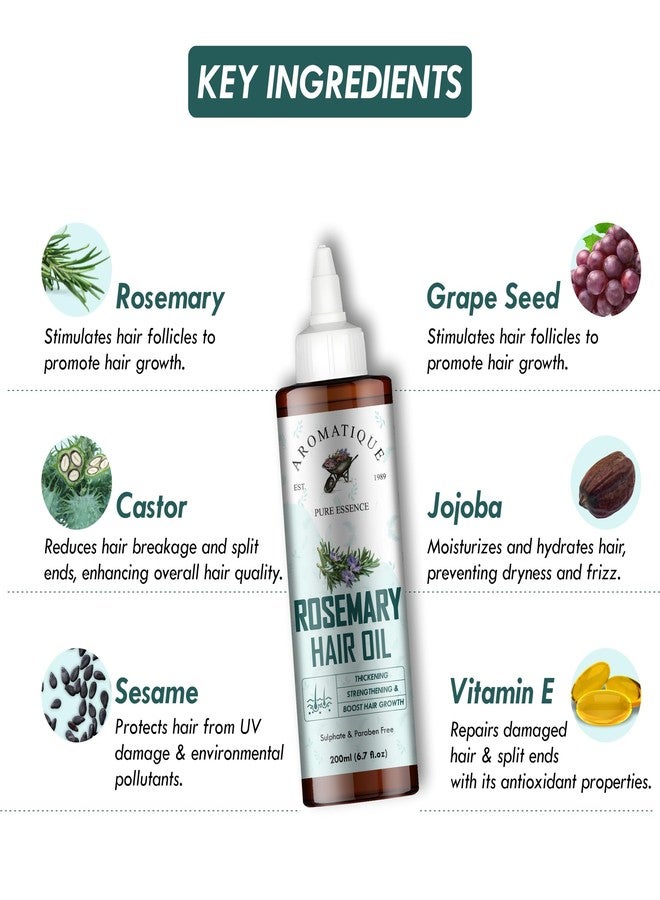 أروماتك زيت إكليل الجبل العطري لنمو الشعر، زيت خفيف للغاية - مزيج مغذي مع إكليل الجبل، البيوتين، زيت الخروع الجامايكي، زيت الأرغان، وزيت الجوجوبا 200 مل - زيت إكليل الجبل للشعر - Image 3