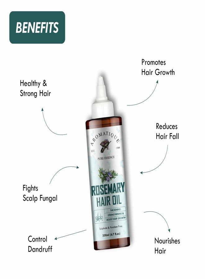 أروماتك زيت إكليل الجبل العطري لنمو الشعر، زيت خفيف للغاية - مزيج مغذي مع إكليل الجبل، البيوتين، زيت الخروع الجامايكي، زيت الأرغان، وزيت الجوجوبا 200 مل - زيت إكليل الجبل للشعر - Image 2