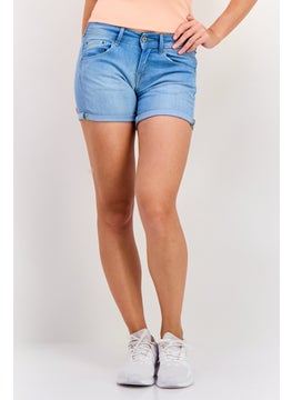 Pepe Jeans Women Washed Denim Shorts, Blue  - Image 1