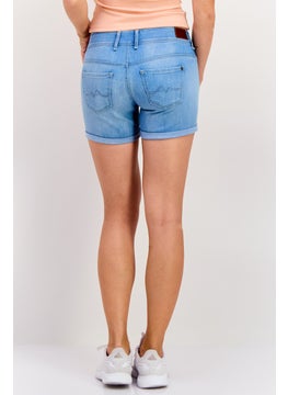 Pepe Jeans Women Washed Denim Shorts, Blue  - Image 2