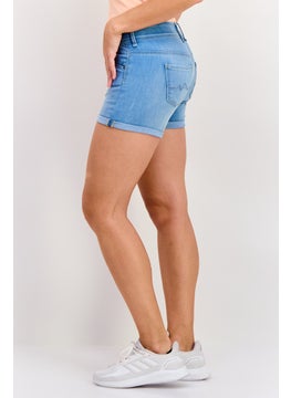 Pepe Jeans Women Washed Denim Shorts, Blue  - Image 3