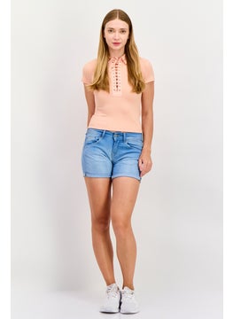 Pepe Jeans Women Washed Denim Shorts, Blue  - Image 4