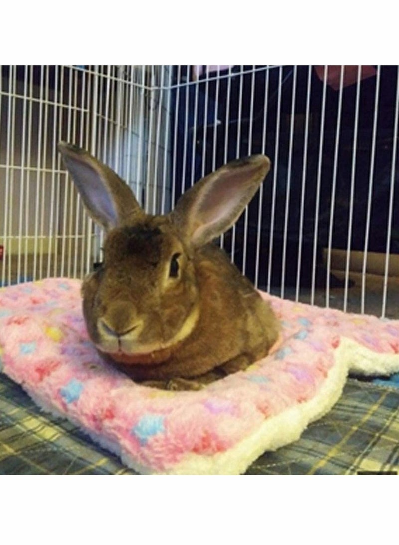 Cozy Winter Pet Bed for Small Animals Adroable Print Warm Sleep Pad for Rabbits Ferrets Hedgehogs Machine Washable 14x11 Inch Pink - Image 3