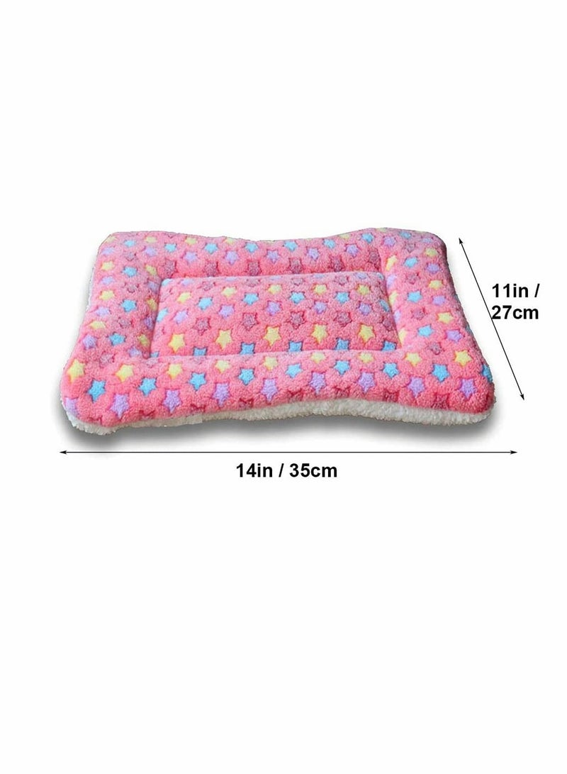 Cozy Winter Pet Bed for Small Animals Adroable Print Warm Sleep Pad for Rabbits Ferrets Hedgehogs Machine Washable 14x11 Inch Pink - Image 5