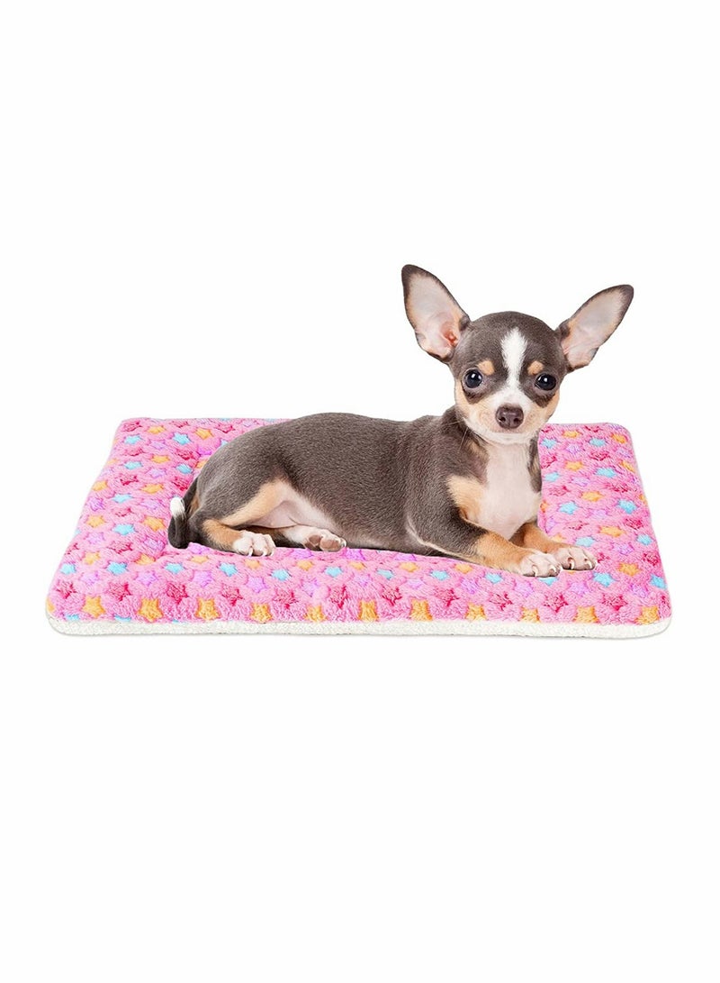 Cozy Winter Pet Bed for Small Animals Adroable Print Warm Sleep Pad for Rabbits Ferrets Hedgehogs Machine Washable 14x11 Inch Pink - Image 1