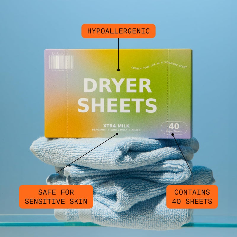 DedCool Dryer Sheets | Xtra Milk | 40 Count | Non-Toxic Vegan Fabric Softener | Bergamot, Vanilla & Amber Scent | Gentle on Sensitive Skin | Softens & Freshens | Premium Laundry Supplies - Image 5