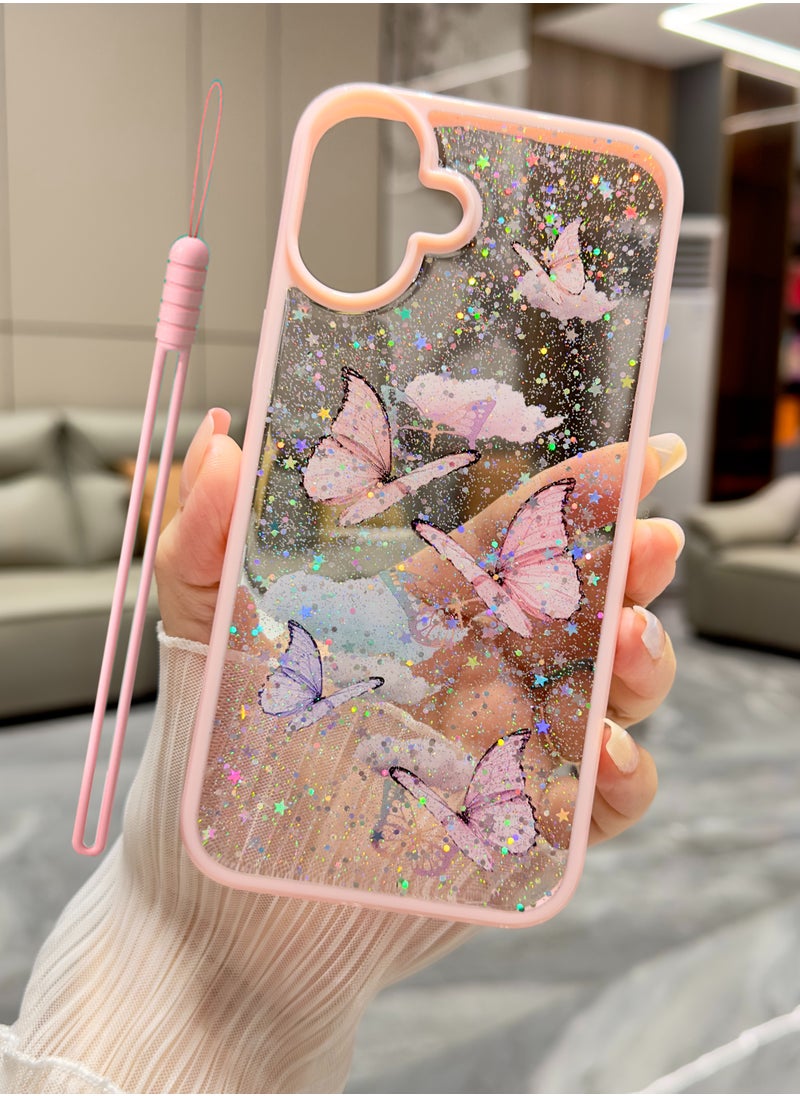 ICARLUS For iPhone 16 Case Cute Glitter Phone Case with Butterfly Soft TPU Clear Sparkle  - Image 1