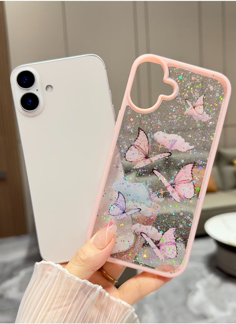 ICARLUS For iPhone 16 Case Cute Glitter Phone Case with Butterfly Soft TPU Clear Sparkle  - Image 2