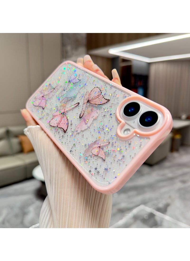 ICARLUS For iPhone 16 Case Cute Glitter Phone Case with Butterfly Soft TPU Clear Sparkle  - Image 4