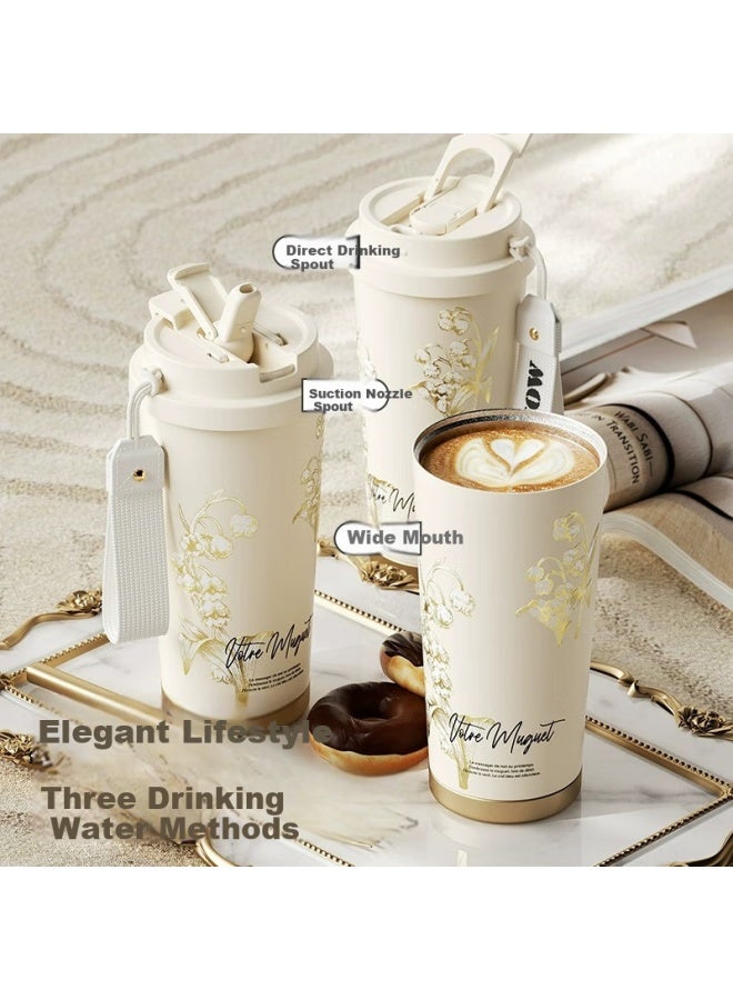 Vanow Pure Titanium Coffee Cup For Women, High-End Festival Gift, High-Value Straw Insulated Cup, Portable Water Bottle - Image 2