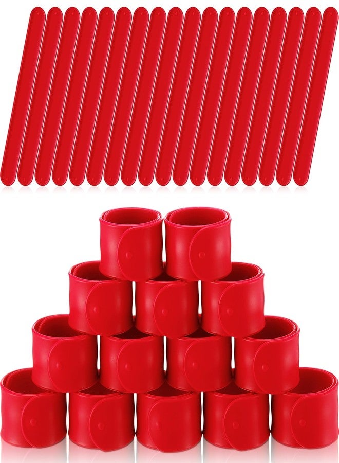 Vinsot 30 Pcs Silicone Slap Bracelets Gift for Kids DIY Slap Bands Party Favor Soft Blank Snap Wristbands Bulk for School Craft Project Painting Classroom Prizes Birthday Wedding(Red) - Image 1