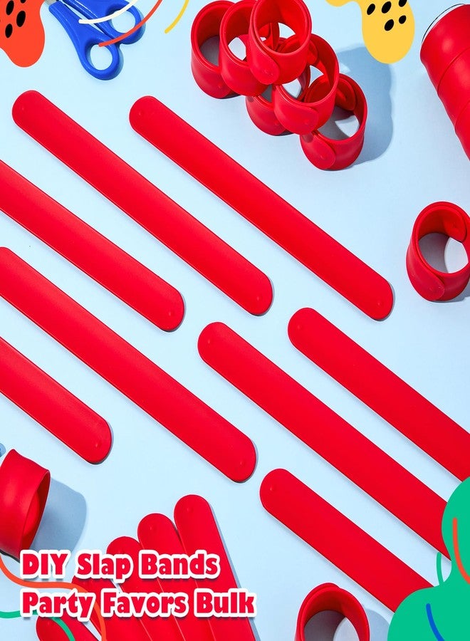 Vinsot 30 Pcs Silicone Slap Bracelets Gift for Kids DIY Slap Bands Party Favor Soft Blank Snap Wristbands Bulk for School Craft Project Painting Classroom Prizes Birthday Wedding(Red) - Image 4