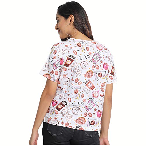 JUNEBERRY® Women's Cotton Printed T-Shirt (JB_54_Coffee_XXL_Grey_XX-Large) - Image 2