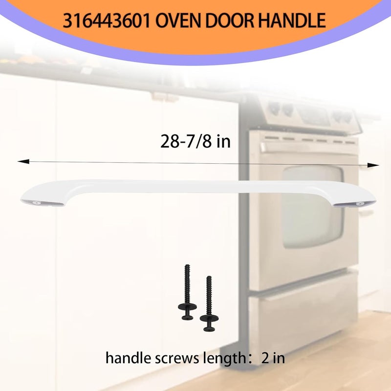 مقبض باب فرن محدث لعام 2024، رقم المنتج: 316443601، مناسب لأفران Frigidaire وKenmore وElectrolux، لاستبدال مقبض باب الفرن رقم AP3906094 PS1147400، يتضمن 2 صامولة للمقبض رقم 316433300، مع ضمان لمدة سنتين. يأتي في عبوة تحتوي على 2 صامولة للمقبض رقم 316433300. - Image 3