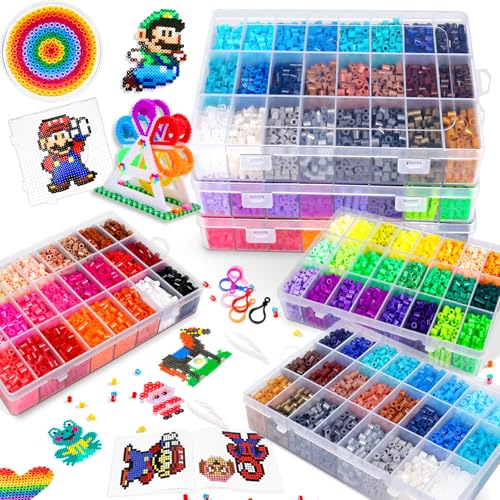 FUNZBO 15000+ 5mm Fuse Beads Kit - 72 Colors | 66 Patterns, Christmas Arts and Crafts for Kids, Art Decorations for Room, Christmas Toys Gifts for Girls, Boys and Teens Age 5+ Years Old - Image 1