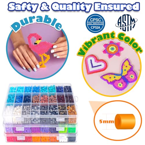 FUNZBO 15000+ 5mm Fuse Beads Kit - 72 Colors | 66 Patterns, Christmas Arts and Crafts for Kids, Art Decorations for Room, Christmas Toys Gifts for Girls, Boys and Teens Age 5+ Years Old - Image 3