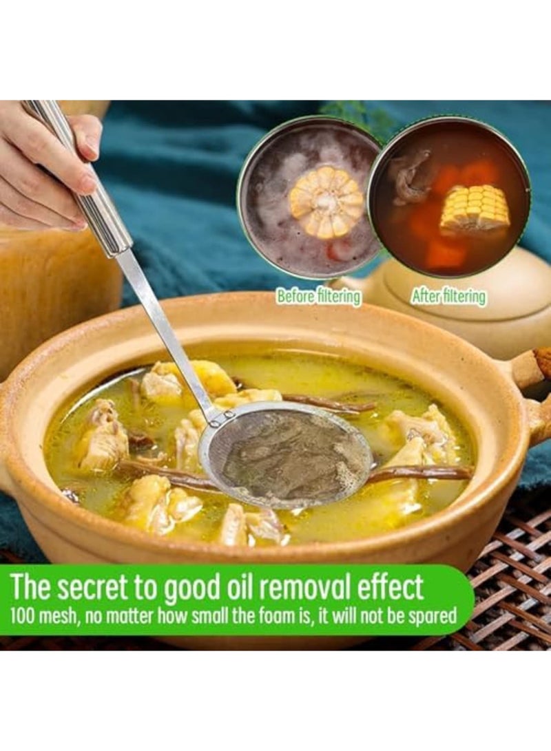 SYOSI 3 Pcs Fine Mesh Strainer Set - 304 Stainless Steel Oil Skimmer Spoon, Tea Strainer, Fryer Skimmer for Kitchen, Small Sieve with Long Handle for Efficient Filtration (10cm, 12cm, 14cm) - Image 5