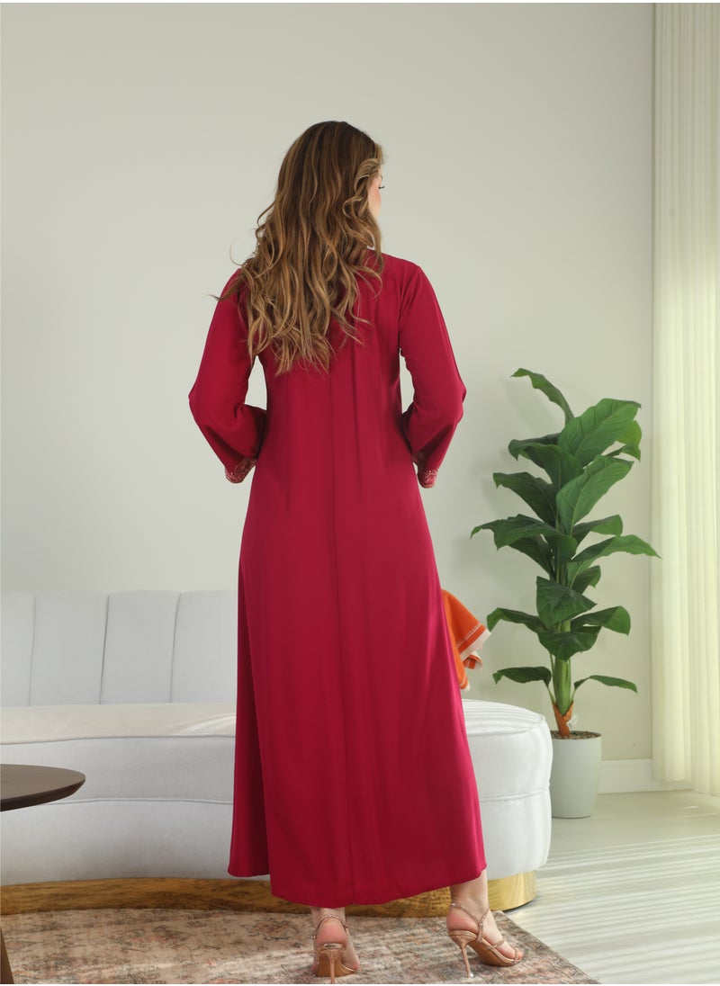 Bint Al Bilad Bint Al Bilad Women's Summer Long Luxury Jalabiya | Full-Length Kaftan Dress for Ramadan, Eid Ul Fitr, Wedding, Special Occasions | Embroidered Saudi Abaya | Modest Islamic Clothing  - Image 3