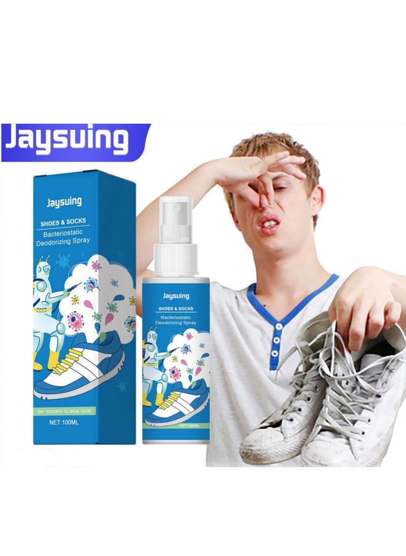 Jaysuing رذاذ مزيل للروائح الكريهة للأحذية والجوارب 100 مل، بخاخ مزيل لرائحة الأحذية ويزيل الروائح الكريهة  - Image 1