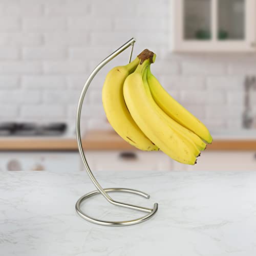 Spectrum Diversified Euro Banana Holder, Countertop Fruit Tree, Sturdy Steel Banana Hanger & Soft Pretzel Display for Home or Bar, Countertop Food Storage, Satin Nickel (42978) - Image 5