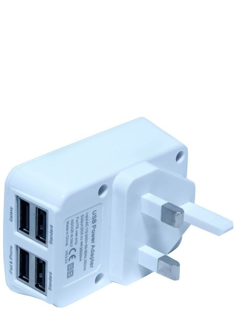 Generic USB Charger Plug 4-Port USB Adaptor 5V Wall Charger Travel Charger Adapter for iPhone, iPad, Android Phones, Tablets, and More  - Image 1