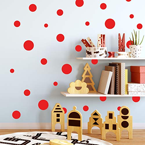 Create-A-Mural CreateAMural Polka Dot Wall Stickers Wall Decor Stickers Wall Dots Vinyl Circle Room Dot Decals Red