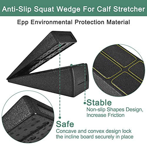 Grope Slant Board Squat Wedge for Calf Stretching，3 Pcs 12" x 6.3" Foot Stretcher Balance Board for Plantar Fasciitis, Adjustable Foam Slant Board Wedge Great for Exercises (Black) - Image 5