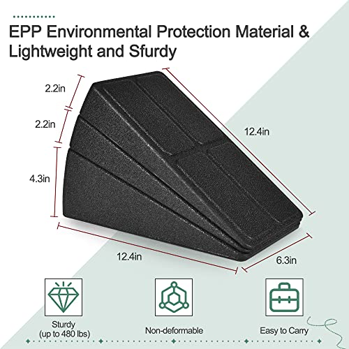 Grope Slant Board Squat Wedge for Calf Stretching，3 Pcs 12" x 6.3" Foot Stretcher Balance Board for Plantar Fasciitis, Adjustable Foam Slant Board Wedge Great for Exercises (Black) - Image 2