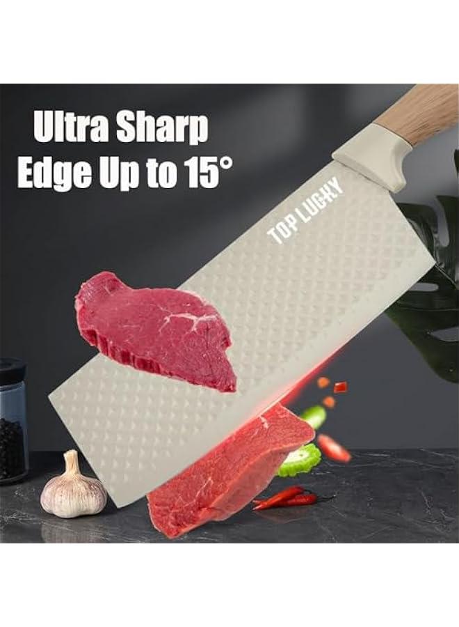 HOOKOR Kitchen Knife Set, 6-Pieces Khaki Sharp Knife Set for Kitchen, Non-stick Non-slip Stainless Steel Chef Knife Set with Universal Knife Block Suitable for Home Restaurant - Image 3