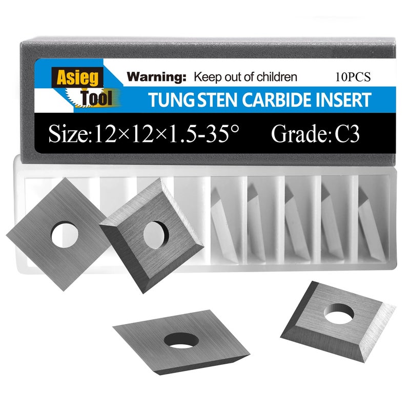 12mm Square Tungsten Carbide Replacement Cutters Inserts 12x12x1.5mm Replacement for Woodworking Fits Spiral Helical Planer Cutter Head 10pcs