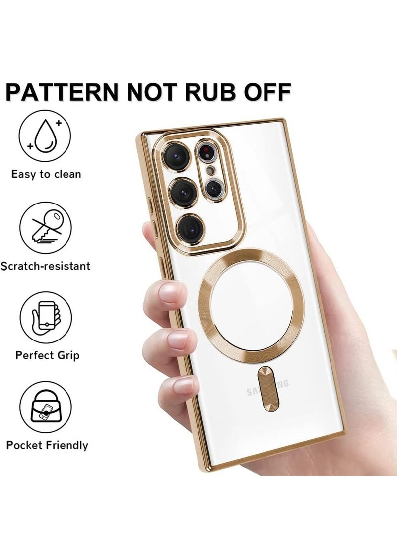 Raxoom ELTERAZONE Magnetic Clear Case for Galaxy S23 Ultra Case,Compatible with MagSafe, Love Heart Design Electroplated Case Soft TPU Shockproof Full Camera Lens Protective Case for Samsung Galaxy S23 Ultra - Image 3