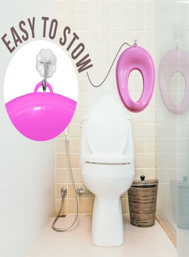 TechHark Baby Potty Training Toilet Seat For Boys And Girls Kids, Non-Slip With Splash Guard, Fits Round & Oval Toilets, Free Includes Storage Hook (Pink, Plastic), Pack Of 1 - Image 2
