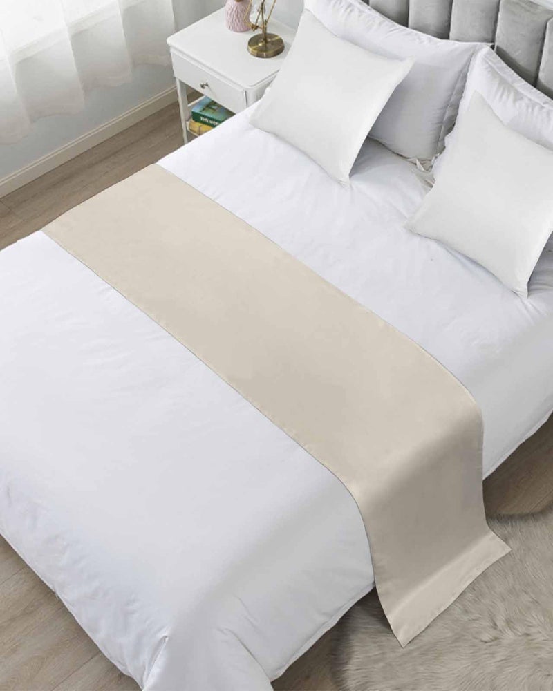 Ivory White Bed Runner 102x20 Inches For Cal King Size Bed Decorative Throw - Image 2