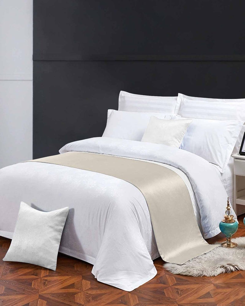 Ivory White Bed Runner 102x20 Inches For Cal King Size Bed Decorative Throw - Image 4