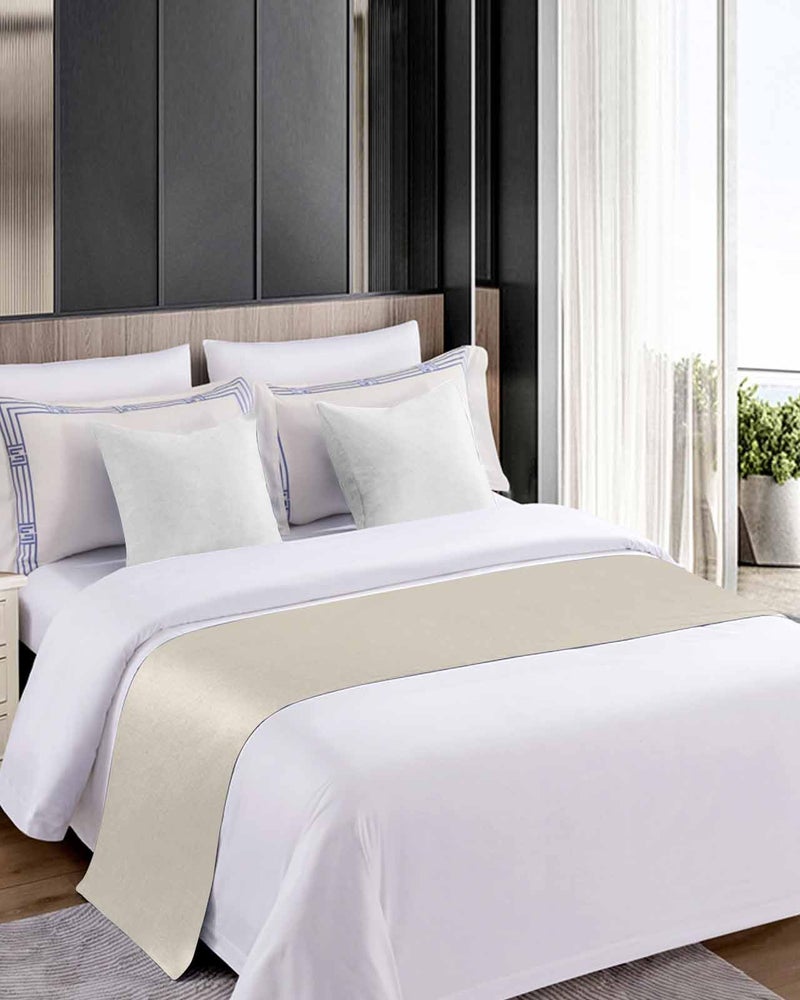 Ivory White Bed Runner 102x20 Inches For Cal King Size Bed Decorative Throw - Image 5
