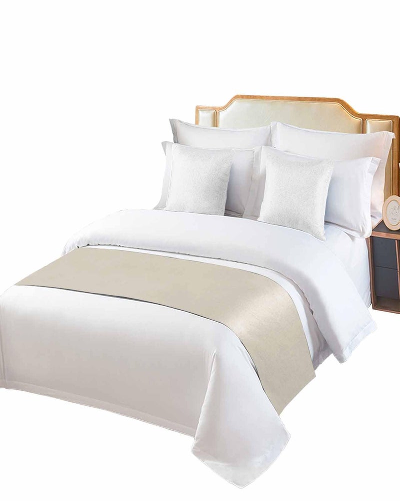 Ivory White Bed Runner 102x20 Inches For Cal King Size Bed Decorative Throw - Image 3