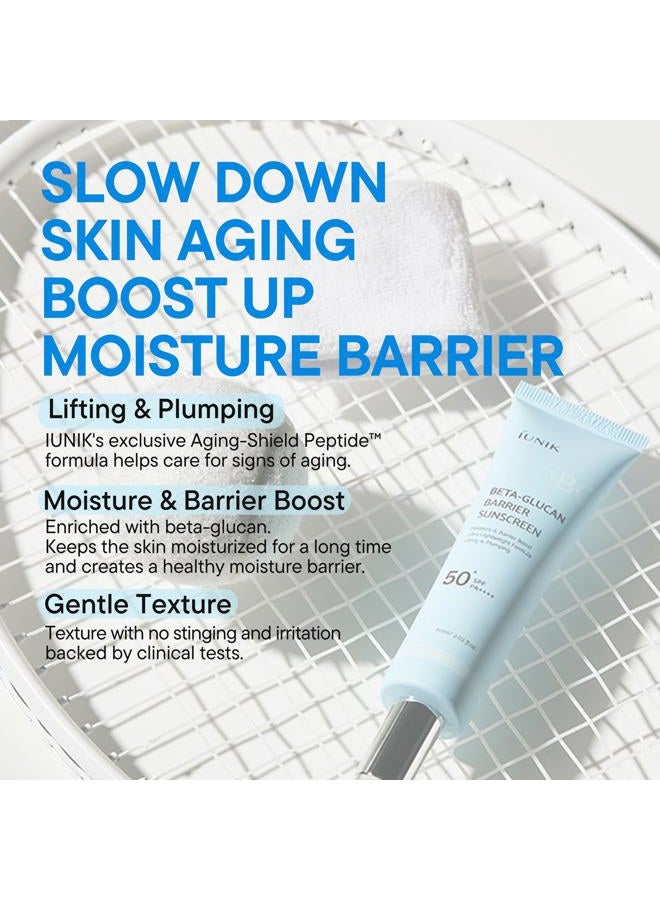 iUNIK واقي شمس يومي مات وبدون أثر أبيض SPF 50+ PA++++ مع حواجز مائية من بيتا-غلوكان، مرطب يومي لرفع وملء البشرة للبشرة الجافة والدهنية والحساسة، العناية بالبشرة الكورية - Image 4