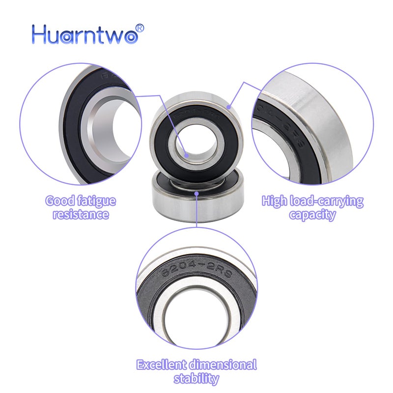Huarntwo Igidia 6204-2RS Replacement Ball Bearing for Craftsman Poulan Husvarna 129895, 532129895 738220419: MTD Cub Cadet 741-0919, 941-0919: Toro 251-297, 251-381: Ariens 54123, 054123(2 pcs) - Image 3