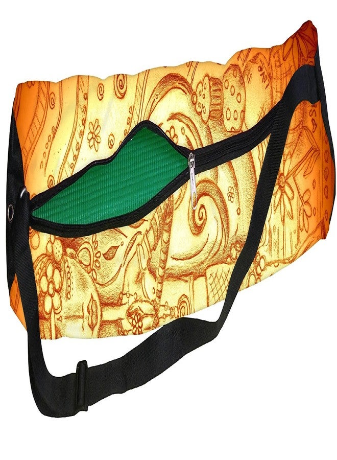 orgner Active Elements Latest Poly Canvas Yoga Mat Bag/Cover. Easy Fit up to 4 mm Thick Yoga Mat. Print Design : Disposition on The yogic Path - Ethnic Yoga Posture - Image 1